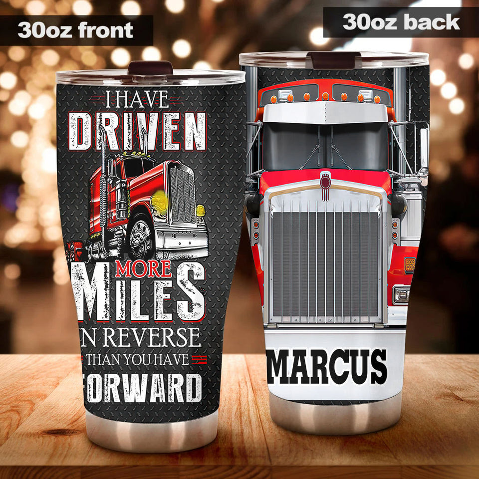 Camellia Personalized Trucker I Have Driven More Miles Stainless Steel Tumbler- Double-Walled Insulation Gift For Truck Driver