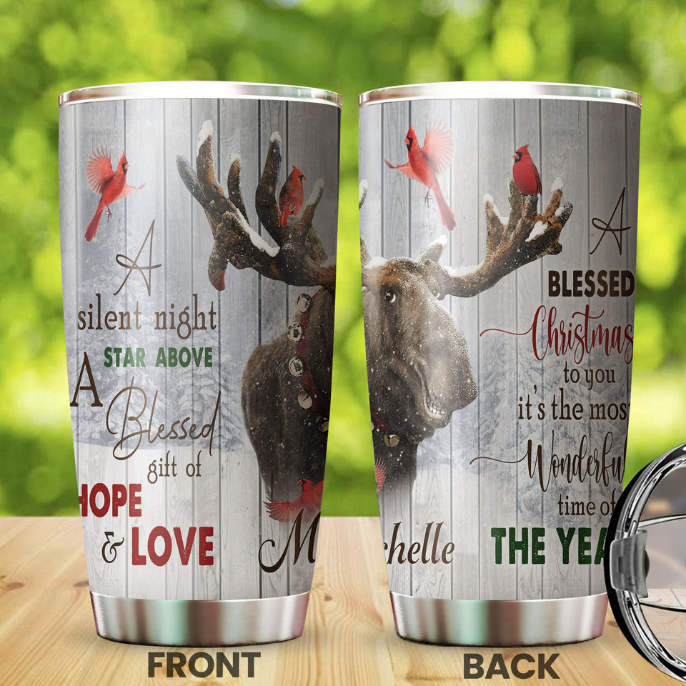 Camellia Personalized Christmas A Silent Night Star Above A Blessed Gift Of Hope And Love Stainless Steel Tumbler - Customized Double-Walled Insulation Travel Thermal Cup With Lid