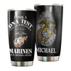 Camellia Personalized Marine Corps I Took A DNA And God Is My Father Stainless Steel Tumbler-Sweat-Proof Double Wall Travel Cup With Lid