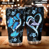 Camellia Personalized Blue Butterfly Stainless Steel Tumbler - Double-Walled Insulation Vacumm Flask - Gift For Thanksgiving, Memorial Day