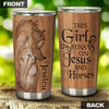 Camellia Personalized Horse Faith Wooden Style Stainless Steel Tumbler - Double-Walled Insulation Vacumm Flask - Gift For Horse Lovers, Cowgirls, Cowboys, Perfect Christmas, Thanksgiving Gift