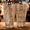 Camellia Personalized Horse Faith Wooden Style Stainless Steel Tumbler - Double-Walled Insulation Vacumm Flask - Gift For Horse Lovers, Cowgirls, Cowboys, Perfect Christmas, Thanksgiving Gift