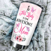 Camellia Personalized Butterfly This Lady Is One Awesome Mom Stainless Steel Tumbler - Double-Walled Insulation Vacumm Flask - For Thanksgiving, Memorial Day, Christians, Christmas Gift