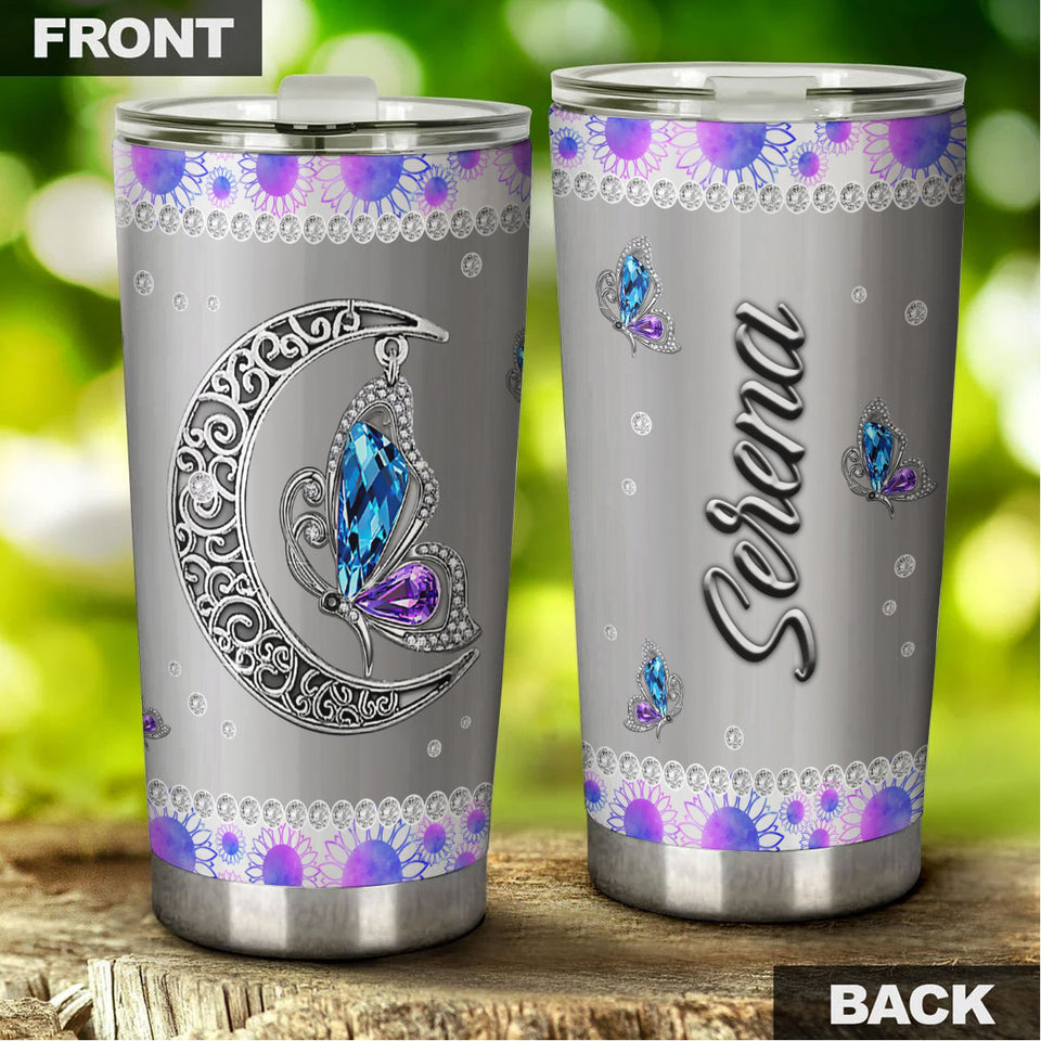 Camellia Personalized Mental Style Butterfly Jewerly Stainless Steel Tumbler-Double-Walled Insulation Travel Cup With Lid01