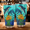 Camellia Personalized Art Sea Dolphin Stainless Steel Tumbler - Customized Double-Walled Insulation Travel Thermal Cup With Lid Gift For Dolphin Lover