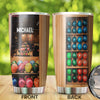 Camellia Personalized Colourful Bowling Balls Stainless Steel Tumbler - Double-Walled Insulation Vacumm Flask - Gift For Bowling Lovers, National Bowling Day 8th August