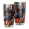 Camellia Personalized American Flag Rugby Player Art Stainless Steel Tumbler - Customized Double-Walled Insulation Travel Thermal Cup With Lid
