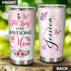 Camellia Personalized Butterfly This Lady Is One Awesome Mom Stainless Steel Tumbler - Double-Walled Insulation Vacumm Flask - For Thanksgiving, Memorial Day, Christians, Christmas Gift
