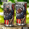 Camellia Personalized American Flag Rugby Player Art Stainless Steel Tumbler - Customized Double-Walled Insulation Travel Thermal Cup With Lid