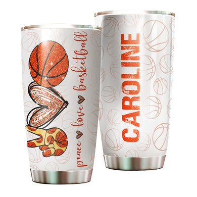 Camellia Persionalized Basketball Lover Stainless Steel Tumbler - Customized Double - Walled Insulation Travel Thermal Cup With Lid