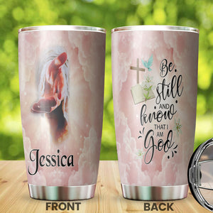 Camellia Personalized Jesus Hand Be Still And Know That I Am God Stainless Steel Tumbler-Wall Insulated Cup With Lid Travel Mug