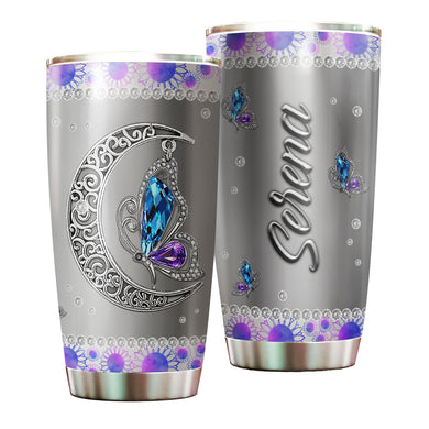 Camellia Personalized Mental Style Butterfly Jewerly Stainless Steel Tumbler-Double-Walled Insulation Travel Cup With Lid01
