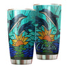 Camellia Personalized Art Sea Dolphin Stainless Steel Tumbler - Customized Double-Walled Insulation Travel Thermal Cup With Lid Gift For Dolphin Lover