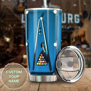 Camellia Personalized 3D Billiard Table Stainless Steel Tumbler - Customized Double-Walled Insulation Travel Thermal Cup With Lid Gift For Billiard Player