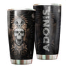 Camellia Personalized 3D Native American Golden Skull Stainless Steel Tumbler - Customized Double-Walled Insulation Travel Thermal Cup With Lid