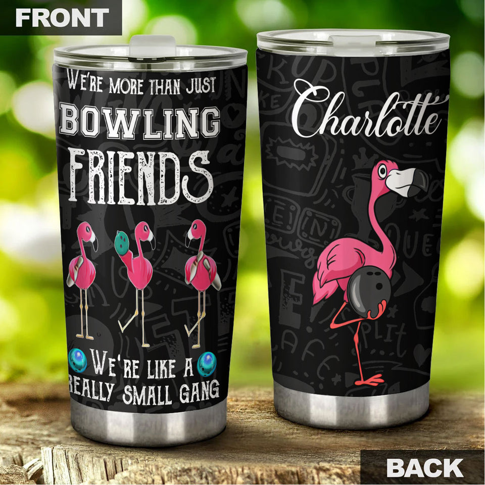Camellia Personalized Bowling Gang Flamingo Stainless Steel Tumbler - Double-Walled Insulation Vacumm Flask - Gift For Bowling Lovers, National Bowling Day 8th August