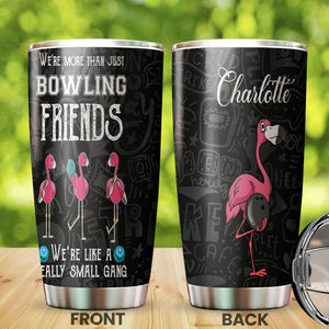 Camellia Personalized Bowling Gang Flamingo Stainless Steel Tumbler - Double-Walled Insulation Vacumm Flask - Gift For Bowling Lovers, National Bowling Day 8th August