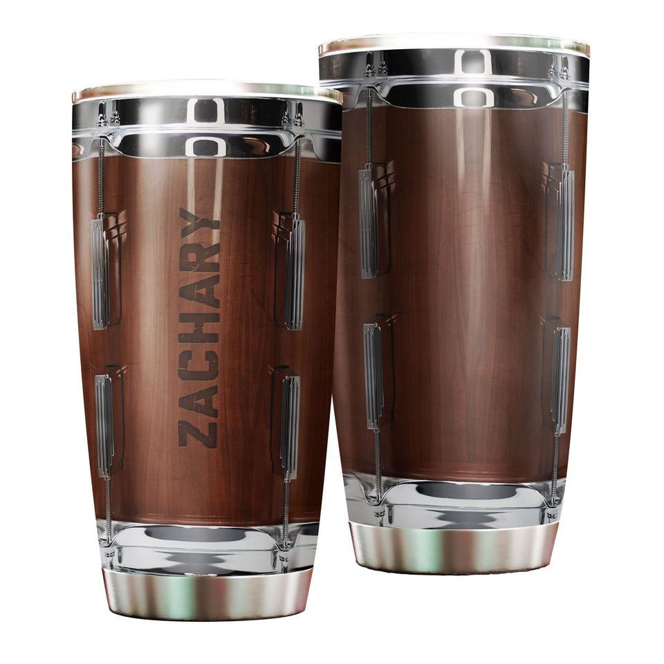 Camellia Personalized Drum Surface Stainless Steel Tumbler - Customized Double-Walled Insulation Travel Thermal Cup With Lid