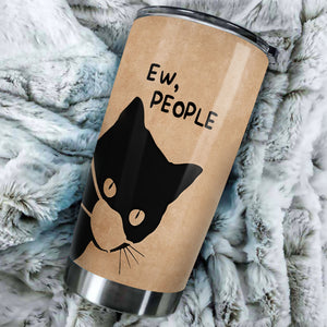 Camellia Personalized Black Cat Ew People Stainless Steel Tumbler- Double-Walled Insulation Vacuum Flask Gift For Cat Lover Mom Cat