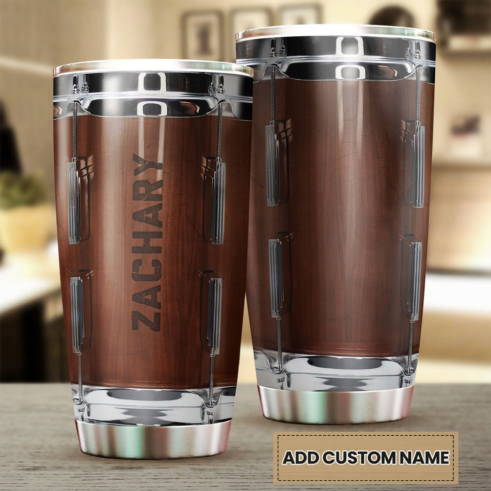 Camellia Personalized Drum Surface Stainless Steel Tumbler - Customized Double-Walled Insulation Travel Thermal Cup With Lid