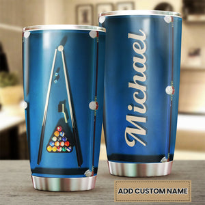 Camellia Personalized 3D Billiard Table Stainless Steel Tumbler - Customized Double-Walled Insulation Travel Thermal Cup With Lid Gift For Billiard Player