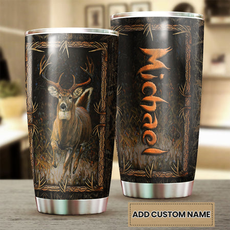 Camellia Personalized Autism Mama Sika Deer Stainless Steel Tumbler - Double-Walled Insulation Vacumm Flask - Gift For Christmas, Thanksgiving, Deer Lovers