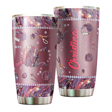 Camellia Personalized Mental Style Jewelry Crochet Heart Stainless Steel Tumbler-Double-Walled Insulation Travel Cup With Lid 02