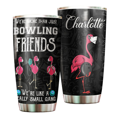 Camellia Personalized Bowling Gang Flamingo Stainless Steel Tumbler - Double-Walled Insulation Vacumm Flask - Gift For Bowling Lovers, National Bowling Day 8th August