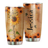 Camellia Persionalized Vintage Sunflower Walk By Faith Stainless Steel Tumbler - Customized Double - Walled Insulation Travel Thermal Cup With Lid