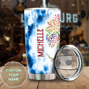 Camellia Personalized Color Trees Hippie Style Stainless Steel Tumbler-Double-Walled Travel Therma Cup With Lid