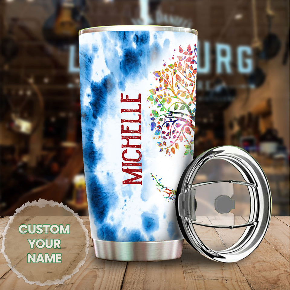 Camellia Personalized Color Trees Hippie Style Stainless Steel Tumbler-Double-Walled Travel Therma Cup With Lid