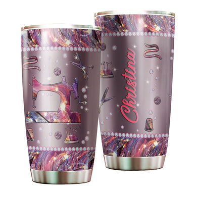 Camellia Personalized Mental Style Jewelry Sewing Stainless Steel Tumbler-Double-Walled Insulation Travel Cup With Lid