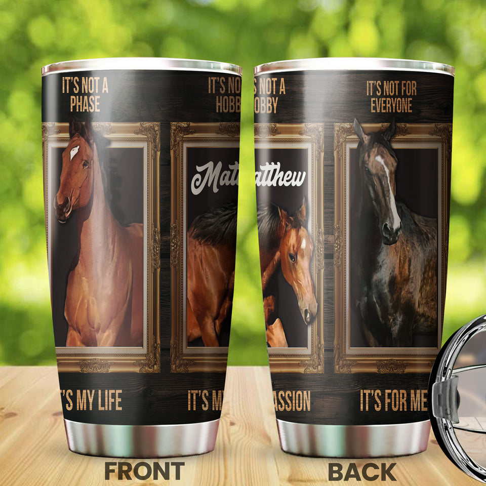 Camellia Personalized Horse Passion Stainless Steel Tumbler - Double-Walled Insulation Vacumm Flask - Gift For Horse Lovers, Cowgirls, Cowboys, Perfect Christmas, Thanksgiving Gift