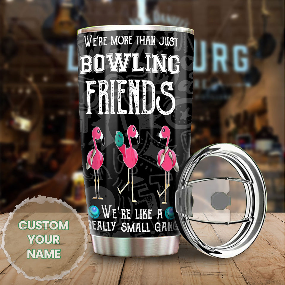 Camellia Personalized Bowling Gang Flamingo Stainless Steel Tumbler - Double-Walled Insulation Vacumm Flask - Gift For Bowling Lovers, National Bowling Day 8th August