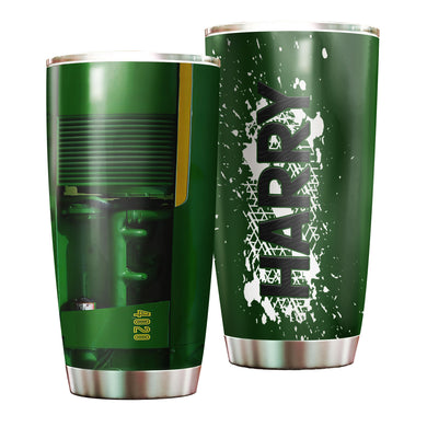 Camellia Personalized 3D Green Tractor Farmer Stainless Steel Tumbler - Customized Double-Walled Insulation Travel Thermal Cup With Lid