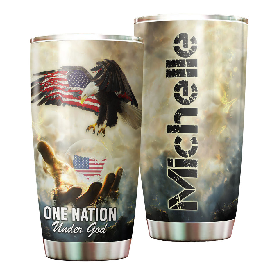 Camellia Personalized American Eagle Of Faith Stainless Steel Tumbler - Double-Walled Insulation Vacumm Flask - Gift For Christians, Christmas, Thanksgiving
