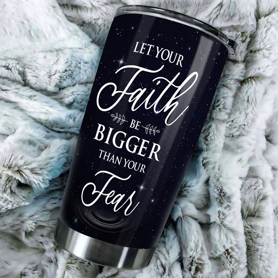 Camellia Personalized Horse Let Your Faith Be Bigger Than Your Fear Stainless Steel Tumbler - Double-Walled Insulation Vacumm Flask - Gift For Horse Lovers, Cowgirls, Cowboys, Christmas