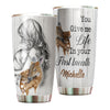 Camellia Personalized 3D Deer You Give Me Life In Your First Breath Stainless Steel Tumbler - Customized Double-Walled Insulation Travel Thermal Cup With Lid Gift For Mom Deer Lover