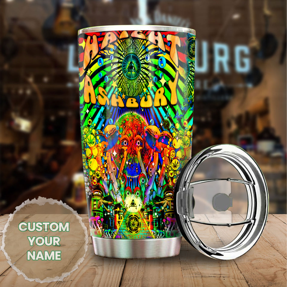 Camellia Personalized Colorful Hippie Haight Stainless Steel Tumbler-Sweat-Proof Double Wall Travel Cup With Lid