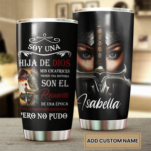 Camellia Personalized God Daughter Spanish Stainless Steel Tumbler-Thermal Flask Travel Therma Cup With Lid