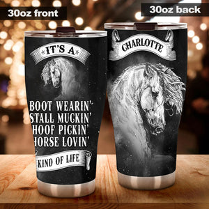 Camellia Personalized Horse It's A Boot Wearing Stainless Steel Tumbler - Double-Walled Insulation Vacumm Flask - Gift For Horse Lovers, Cowgirls, Cowboys, Perfect Christmas, Thanksgiving Gift