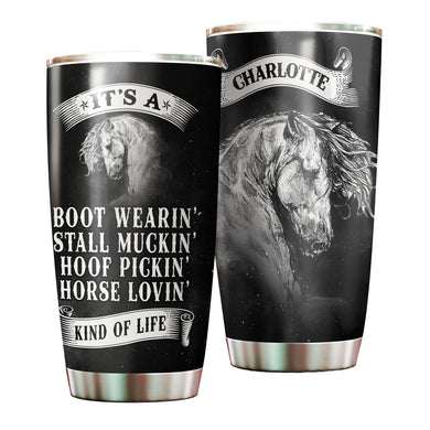 Camellia Personalized Horse It's A Boot Wearing Stainless Steel Tumbler - Double-Walled Insulation Vacumm Flask - Gift For Horse Lovers, Cowgirls, Cowboys, Perfect Christmas, Thanksgiving Gift
