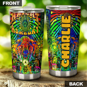 Camellia Personalized Colorful Hippie Haight Stainless Steel Tumbler-Sweat-Proof Double Wall Travel Cup With Lid