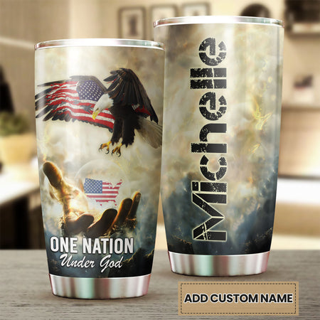 Camellia Personalized American Eagle Of Faith Stainless Steel Tumbler - Double-Walled Insulation Vacumm Flask - Gift For Christians, Christmas, Thanksgiving