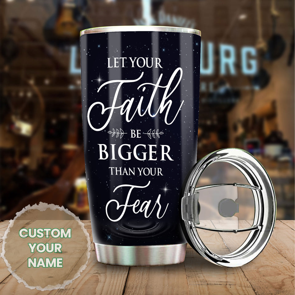 Camellia Personalized Horse Let Your Faith Be Bigger Than Your Fear Stainless Steel Tumbler - Double-Walled Insulation Vacumm Flask - Gift For Horse Lovers, Cowgirls, Cowboys, Christmas
