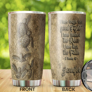 Camellia Personalized Sea Turtles I Have Kept The Faith Sand Ceramic Stainless Steel Tumbler-Double-Walled Travel Therma Cup With Lid