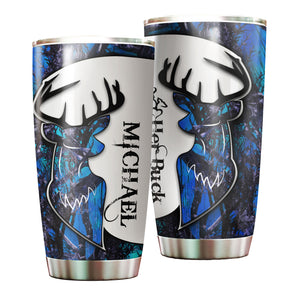 Camellia Personalized Deer Hunting Couple Stainless Steel Tumbler - Customized Double-Walled Insulation Travel Thermal Cup With Lid