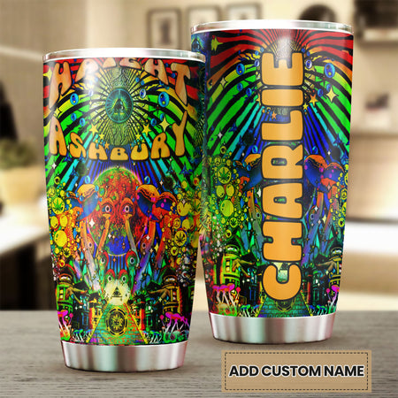 Camellia Personalized Colorful Hippie Haight Stainless Steel Tumbler-Sweat-Proof Double Wall Travel Cup With Lid