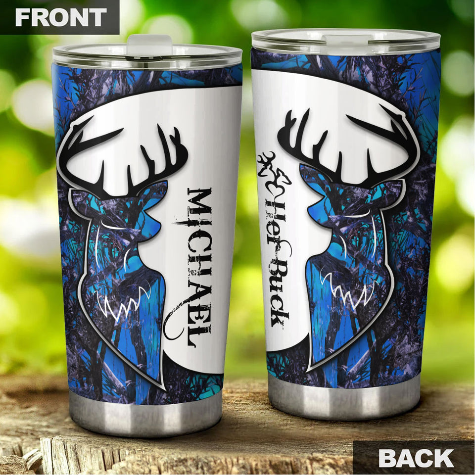 Camellia Personalized Deer Hunting Couple Stainless Steel Tumbler - Customized Double-Walled Insulation Travel Thermal Cup With Lid