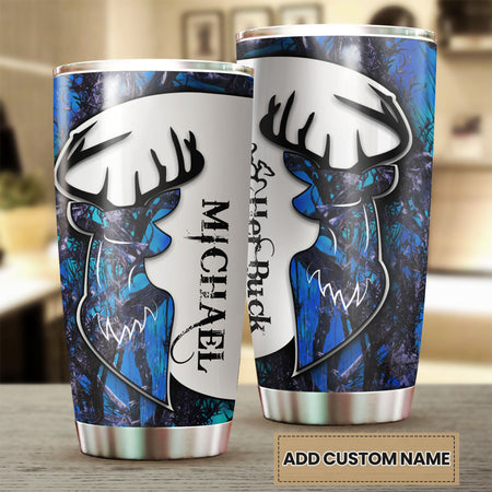 Camellia Personalized Deer Hunting Couple Stainless Steel Tumbler - Customized Double-Walled Insulation Travel Thermal Cup With Lid